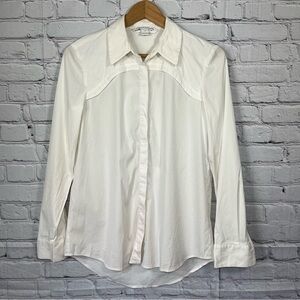 Diane Von Furstenberg Blouse Womens Size 4 Ivory Casual Long Sleeve Button Up